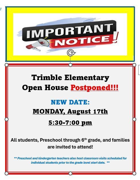 Elementary Open House Postponed
