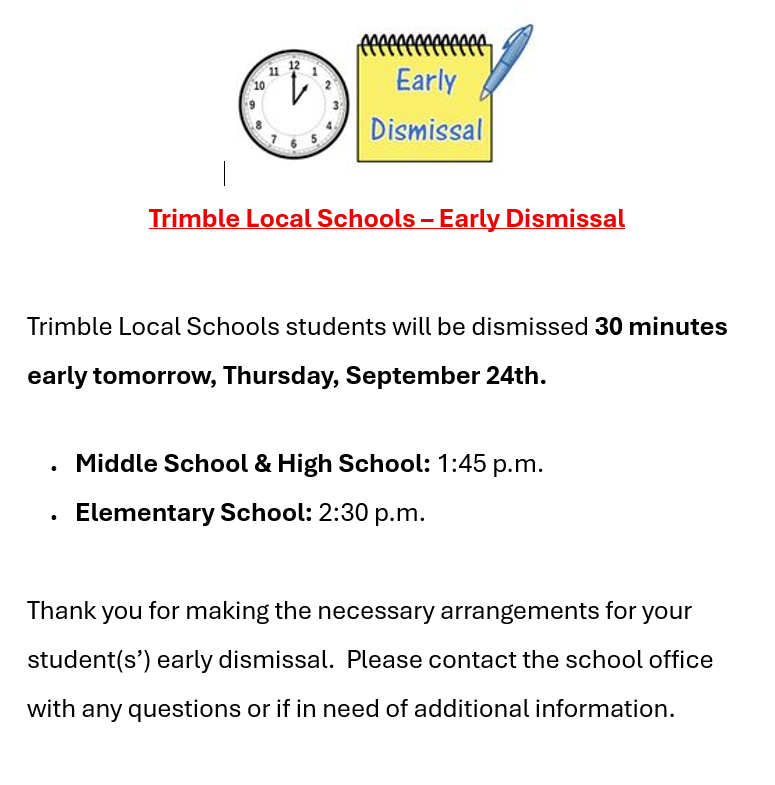 Half Hour Early Dismissal