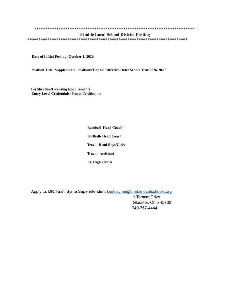Unpaid supplemental positions 