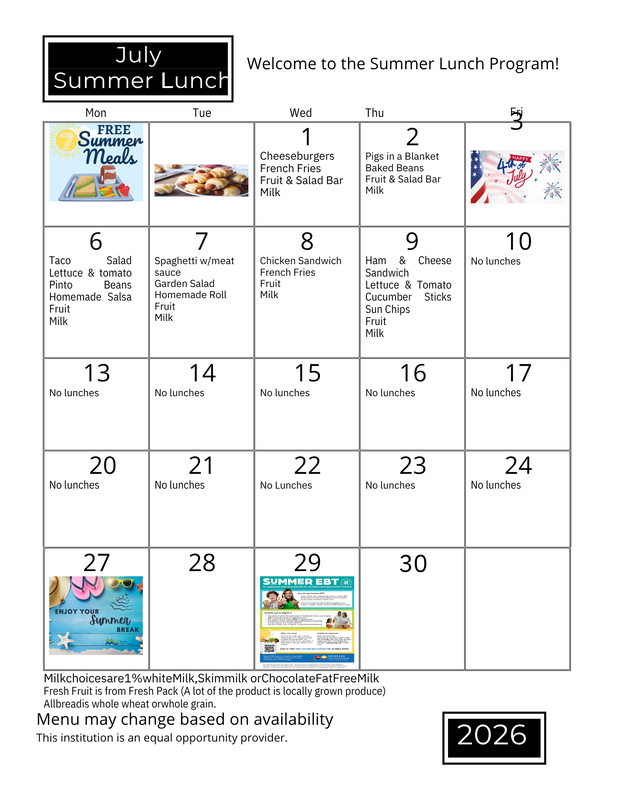 July Menu