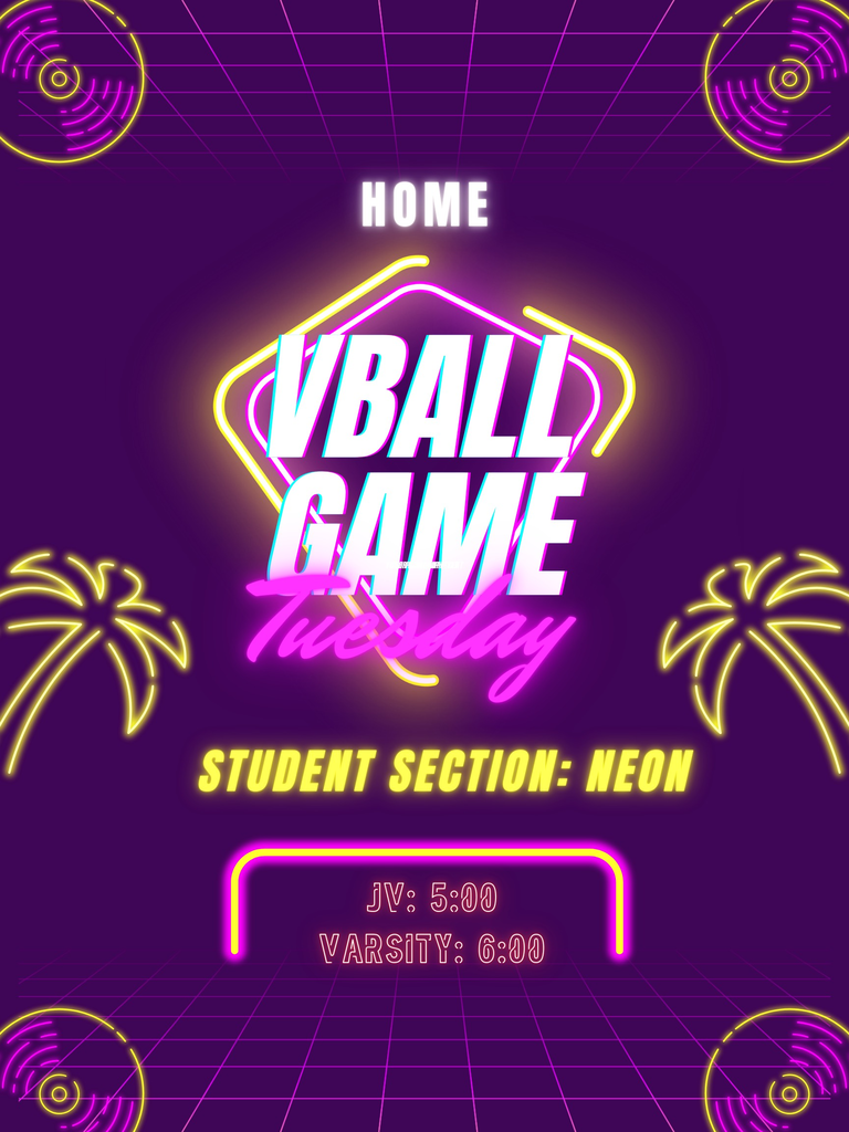 image with student section theme and volleyball game info
