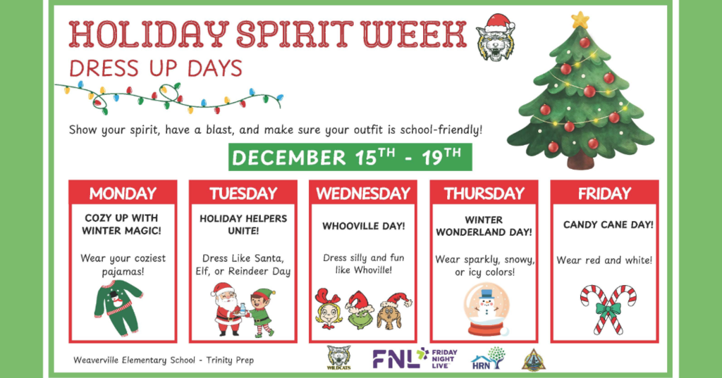 image about spirit days next week