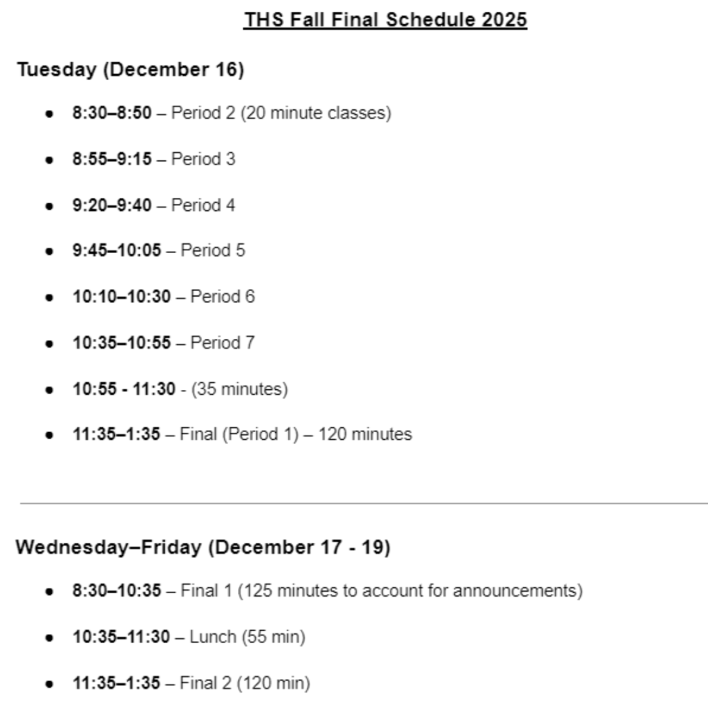 image with fall finals schedule