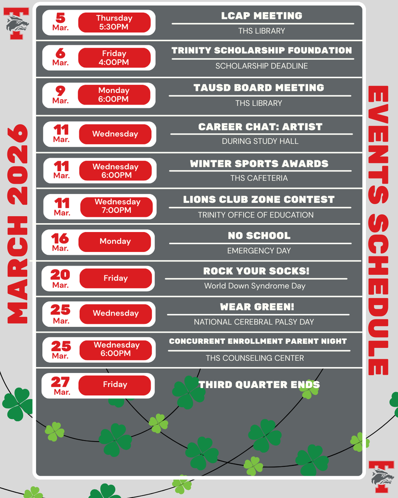 image of monthly events