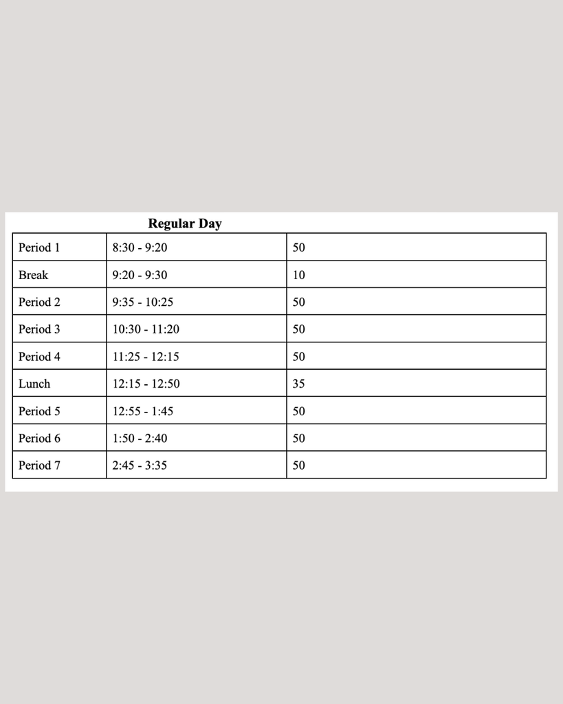 bell schedule