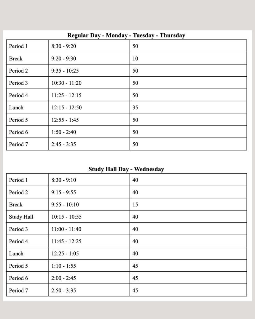 bell schedules