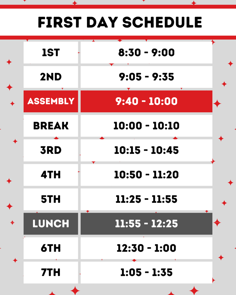 first day schedule