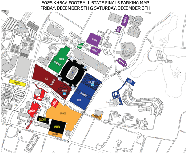 2025 KHSAA State Football Finals Parking Map