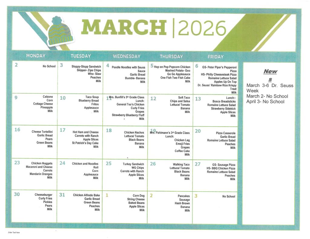 March Menu
