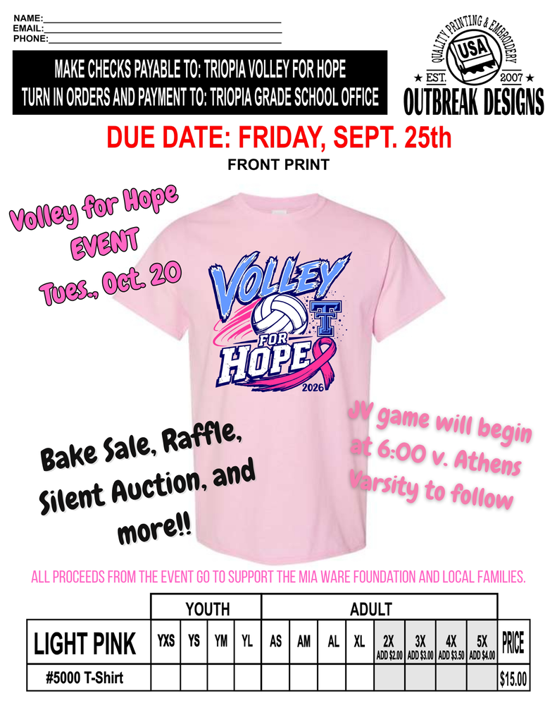 Tshirt Order form