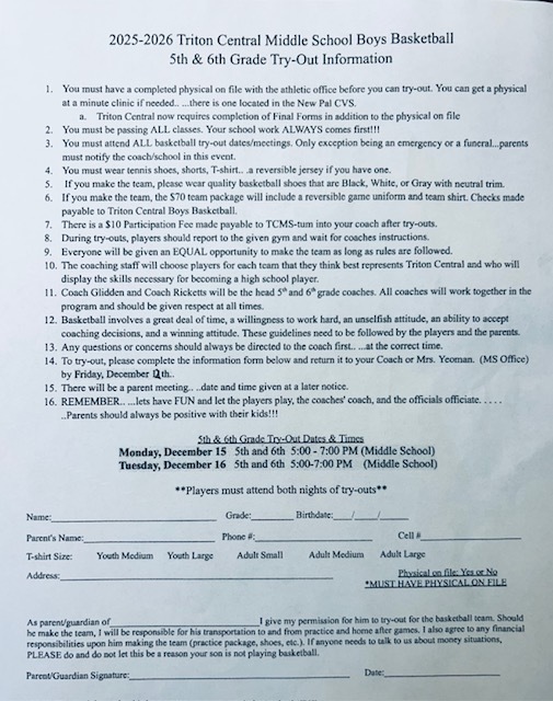 5th & 6th boys bball info