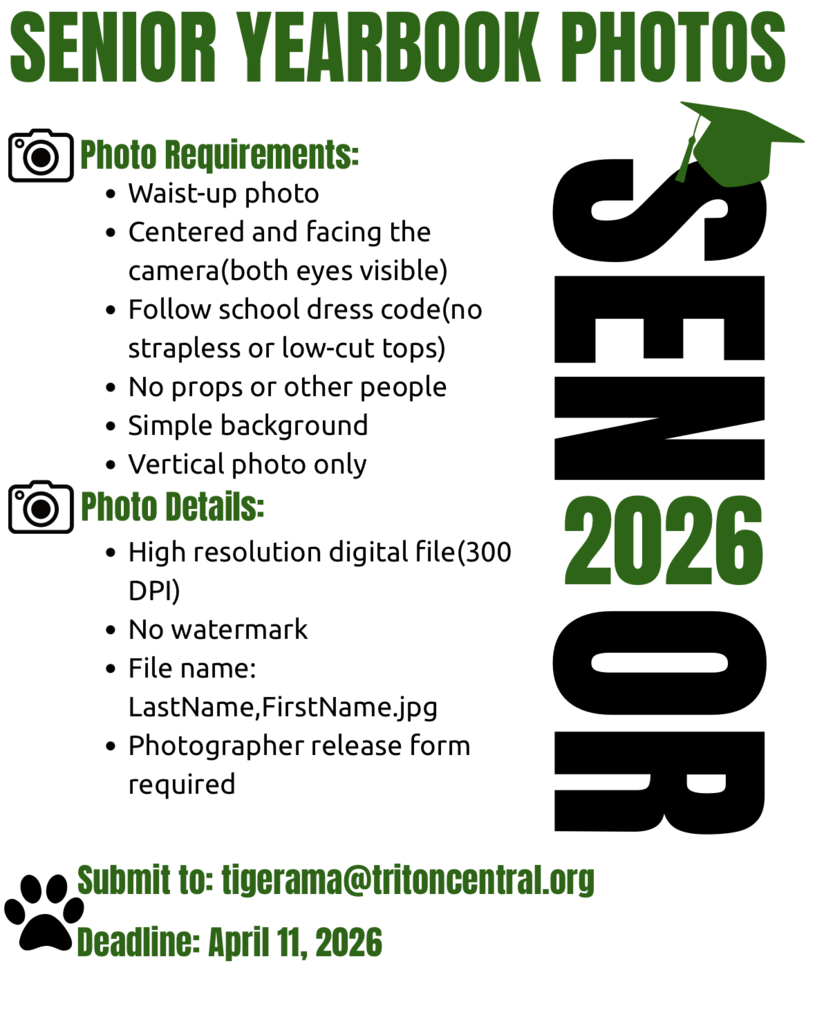 Senior Yearbook Photo information