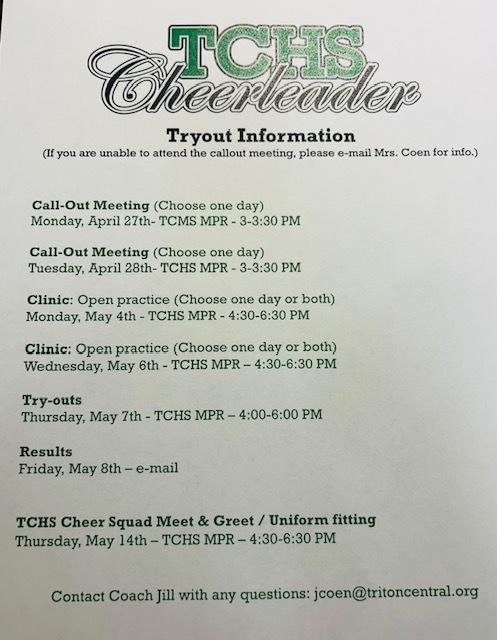 HS Cheer Tryout Info