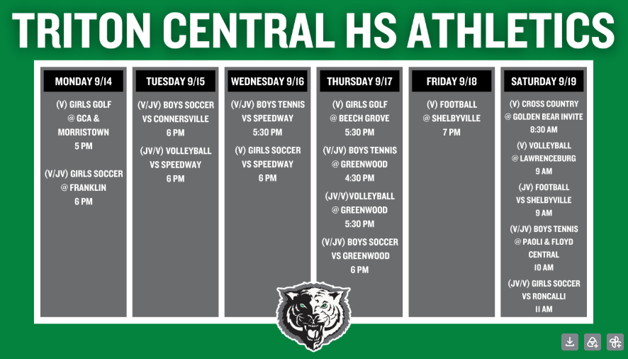 Athletics for week of Sept 14th thru 19th