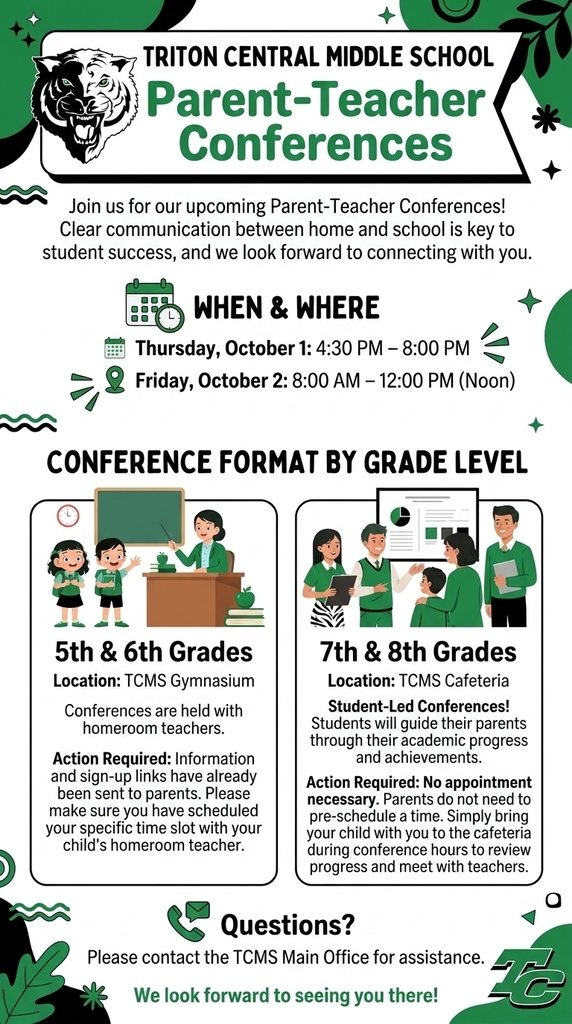 TCMS Parent Teacher Conference Flyer- Oct 1-2