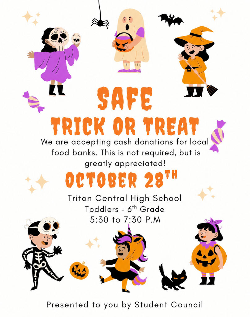 TCHS Safe Trick or Treat- Oct 28th- 5:30-7:30 PM at TCHS