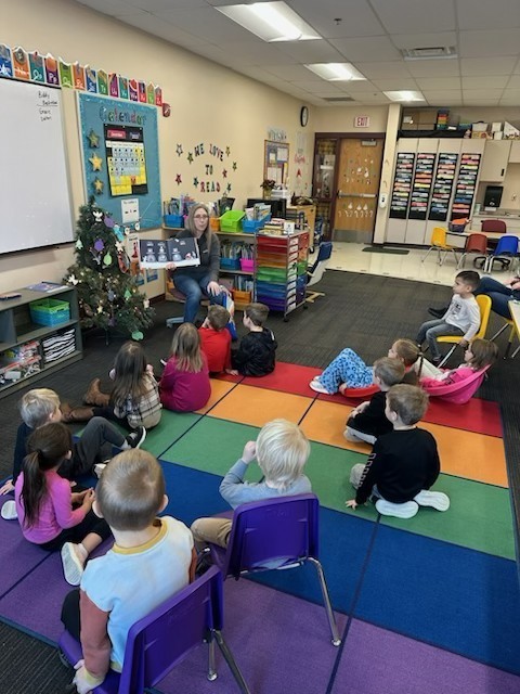 Mrs. Olevson's preschoolers enjoyed a visit from the Dodge Center Librarian.