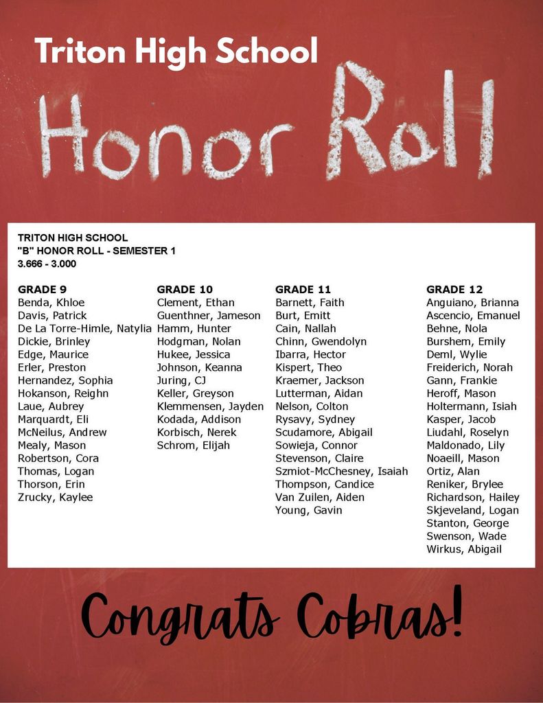 B Honor Roll