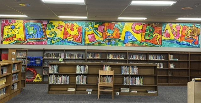 The final project displayed in the TES Media Center.