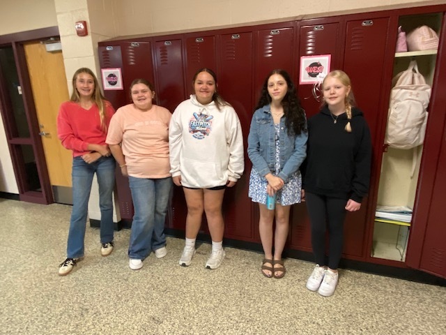 students at lockers