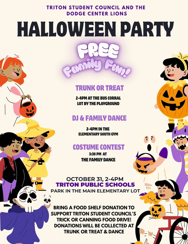 Triton's Annual Trunk or Treat and Family Dance will move inside if it is raining.