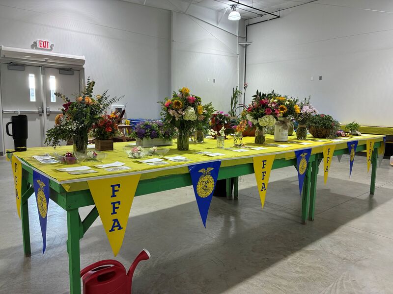 Floral projects exhibited by Triton and Kasson Mantorville FFA members at the 2026 Dodge County Fair