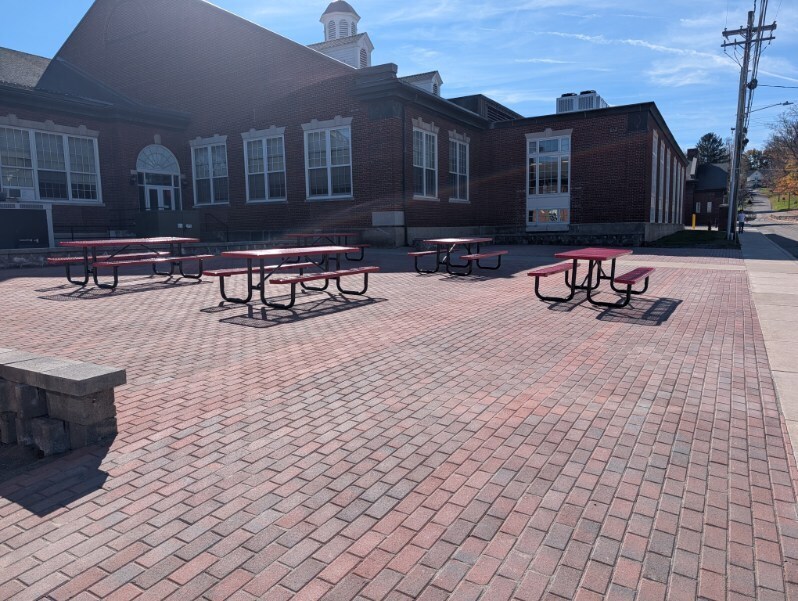 Outside area with picnic tables