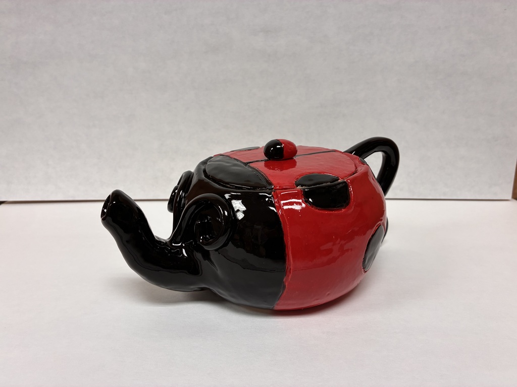 Lady bug designed ceramic tea pot