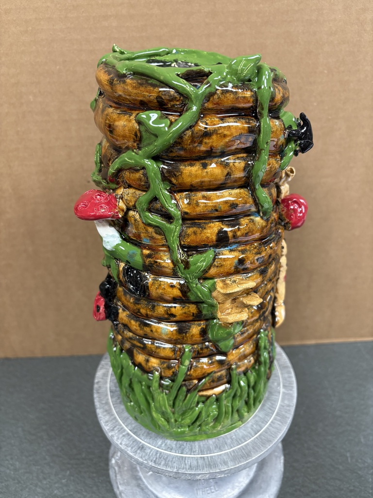 ceramic coil vase with vines