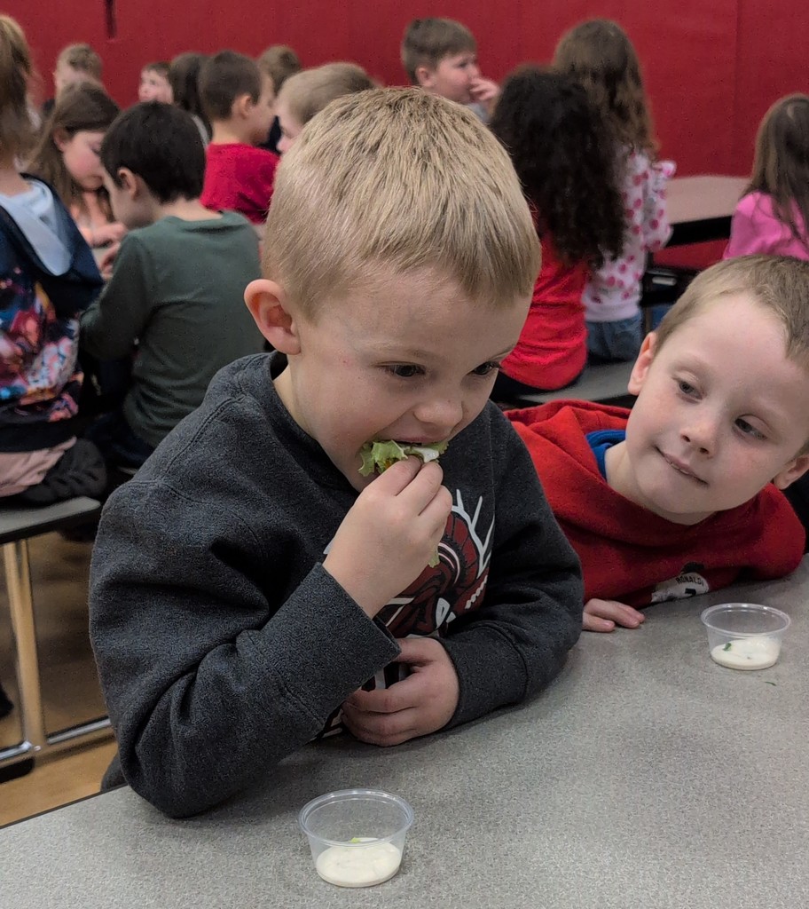 Student trying lettuce