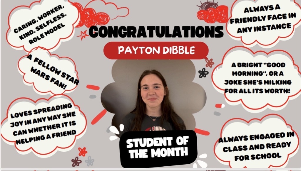 Student of the month Payton Dibble