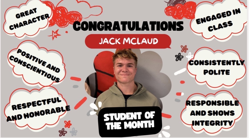 Student of the month Jack McClaude