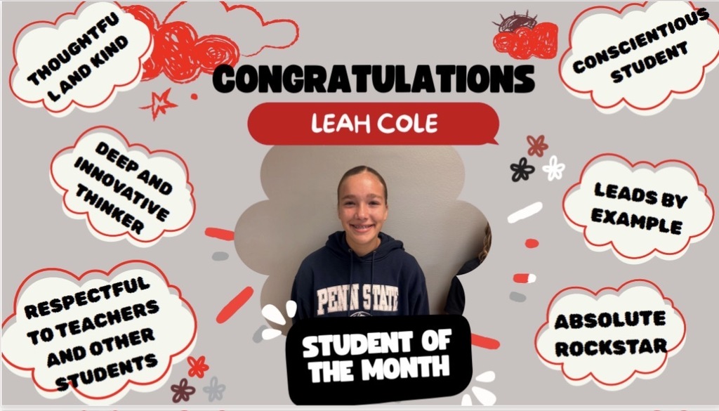 Student of the month Leah Cole
