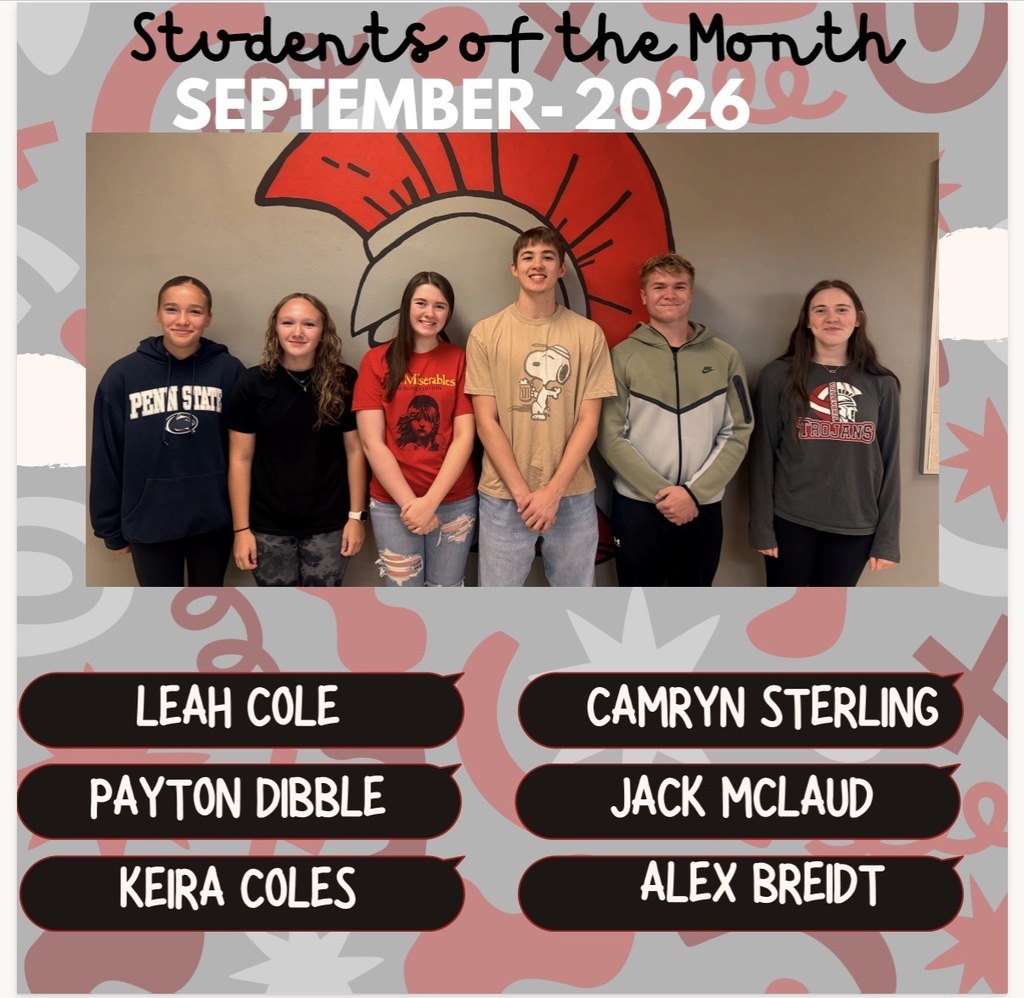 Students of the month for September Leah Cole, Camryn Sterling,Jack Mclaud, Alex Breidt, Keira Cole’s, Payton Dibble
