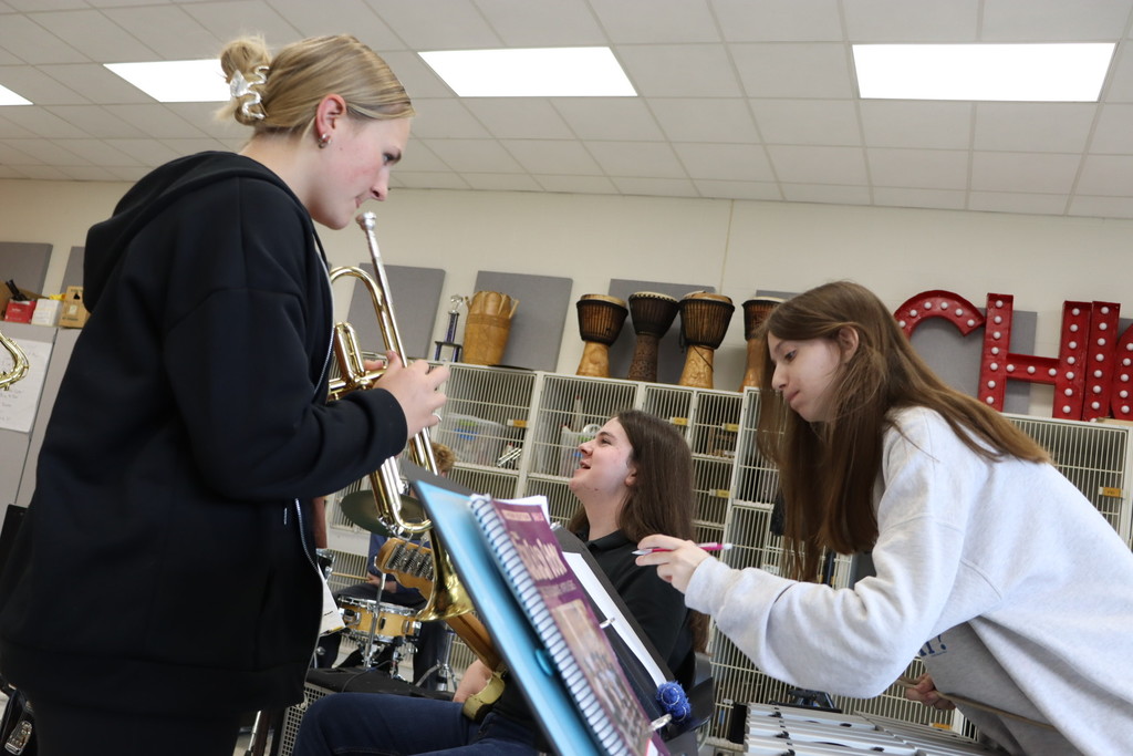 Jazz band students, composing