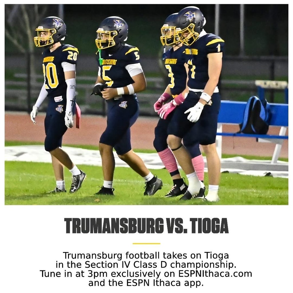 Photo from ESPN Ithaca, football players walking onto the field
