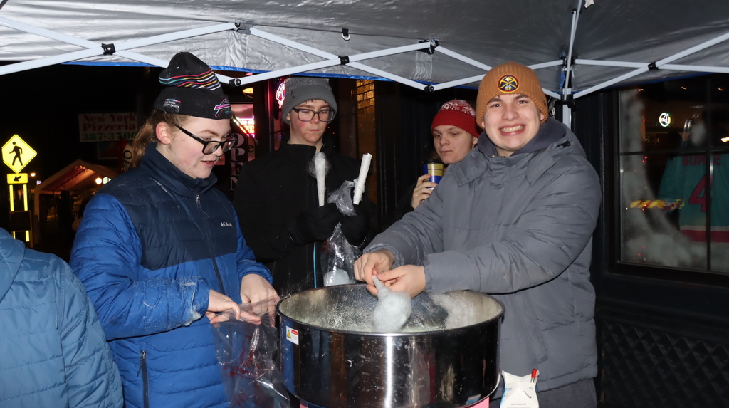 Students making cotton candy
