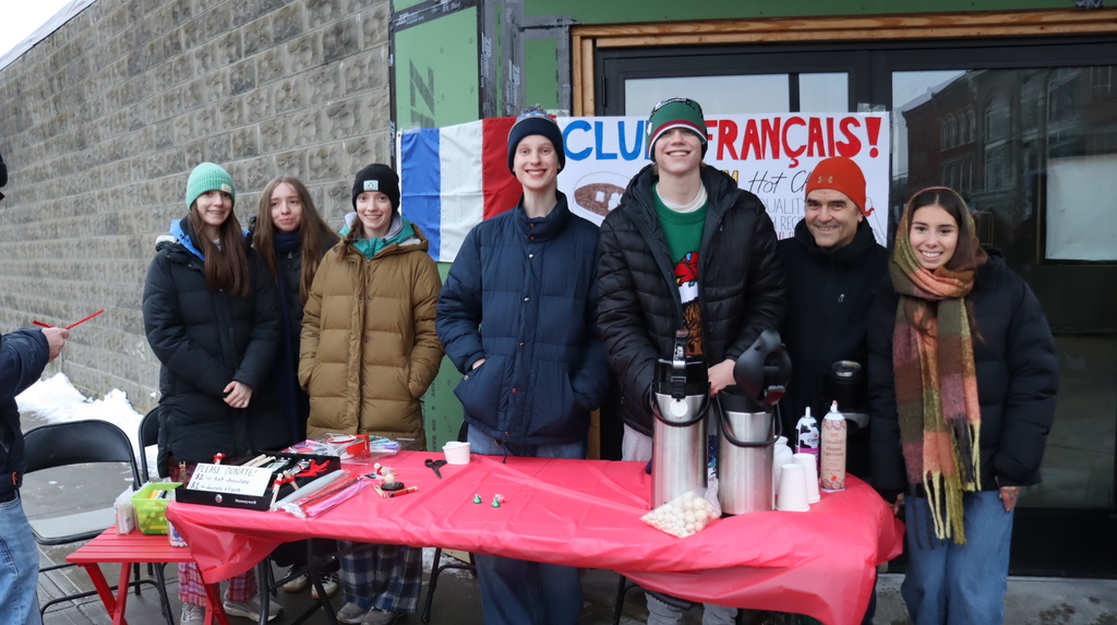 Students at the French club table