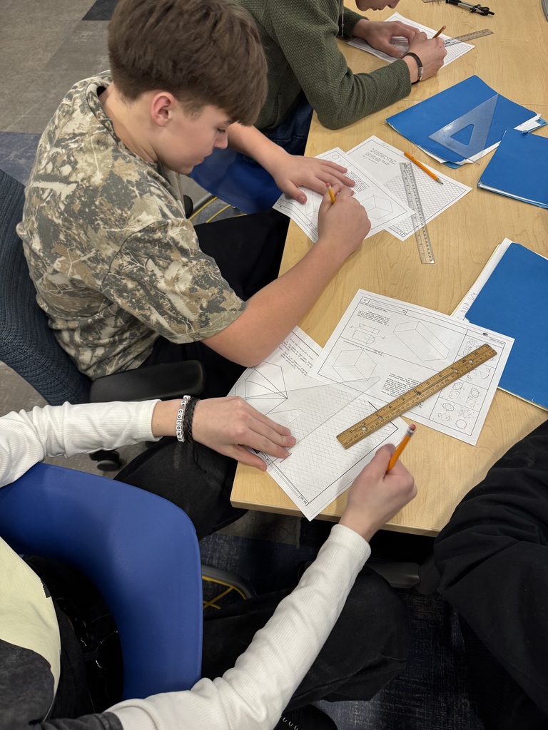 Students practice isometric 3-d drawings