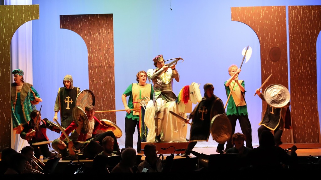 Knights with weapons ready to battle