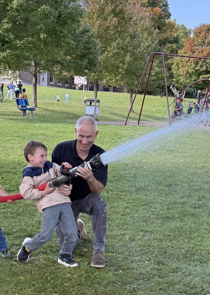 spraying the hose