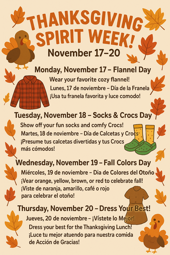 Arrey Thanksgiving Spirit Week 11.7-11.20