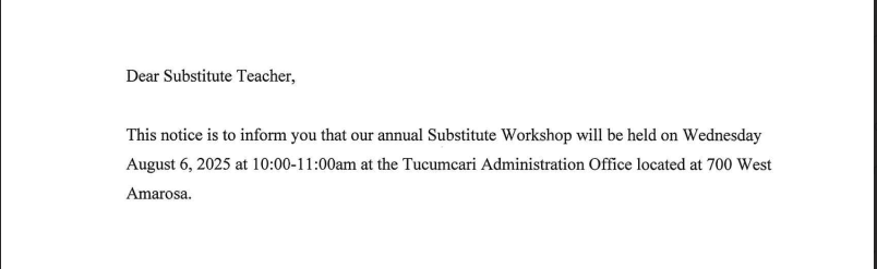Substitute Teacher Notice