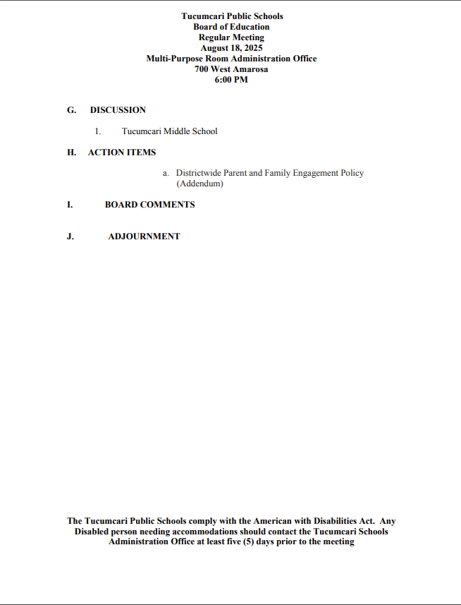 board meeting agenda