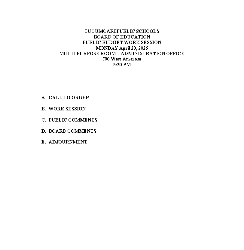 TPS Board of Education Public Work Session 4-20-2026