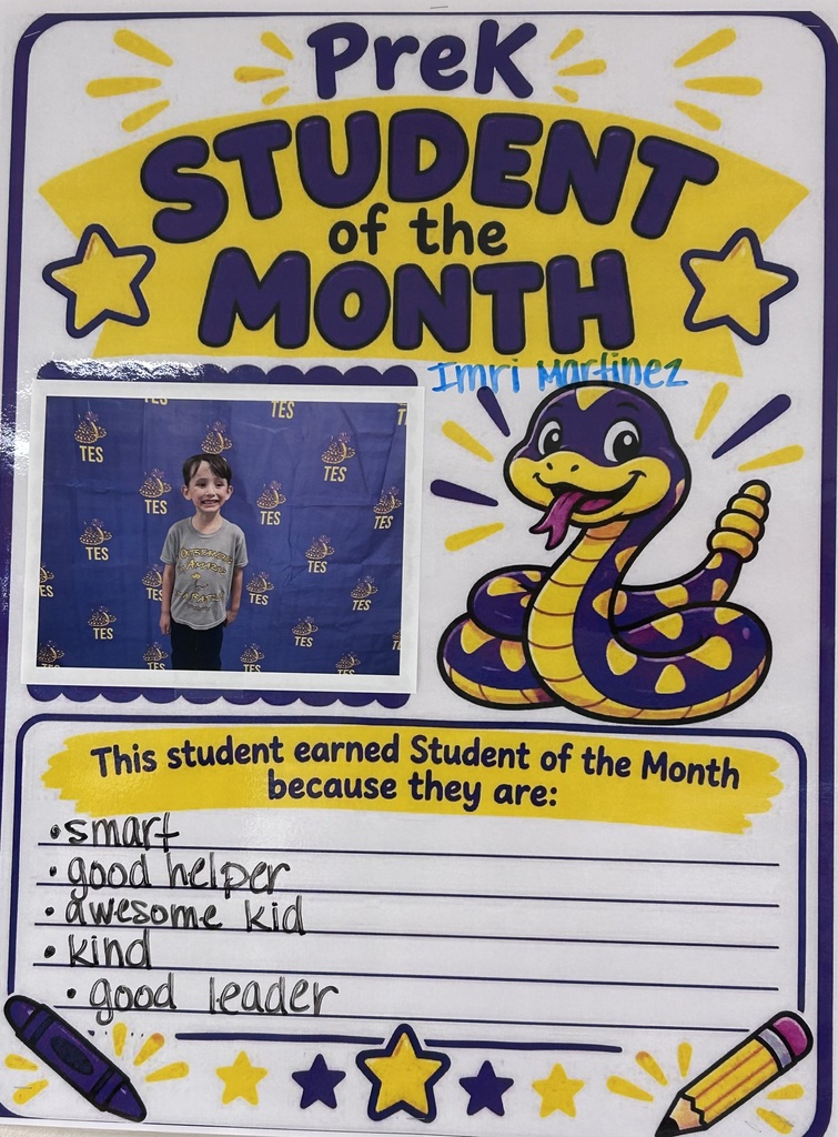 PreK Sept. student of the month