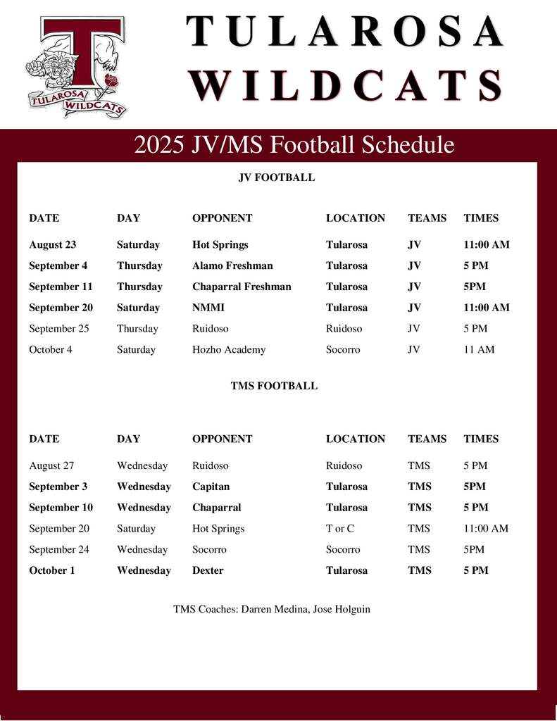 JV/TMS Football
