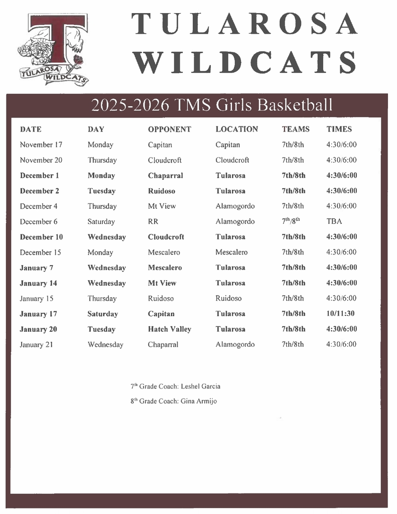 2025-2026 Basketball Schedules