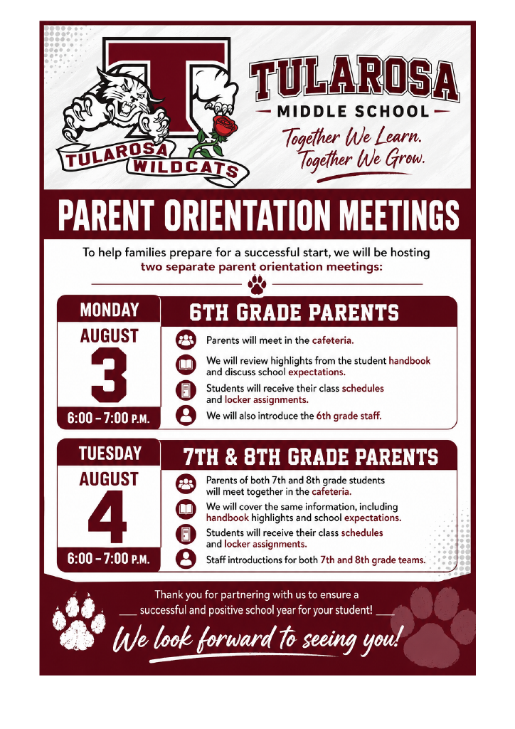 Middle School Orientation Meeting 