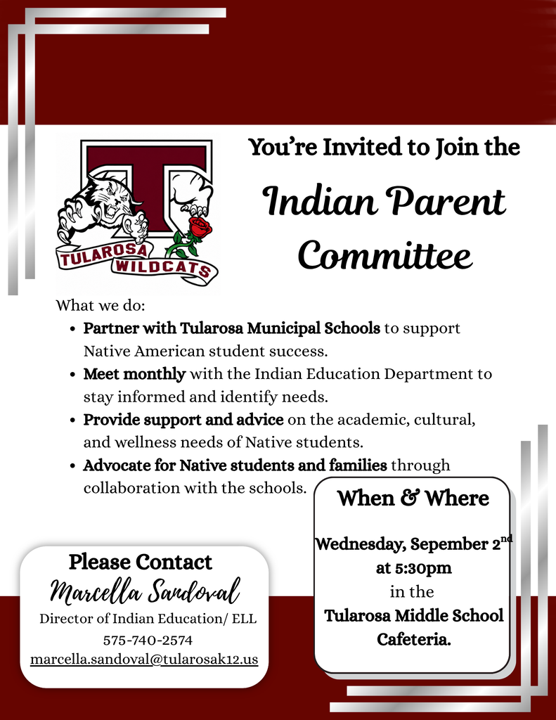 A poster invites individuals to join the Indian Parent Committee, highlighting their role in supporting Native American students.